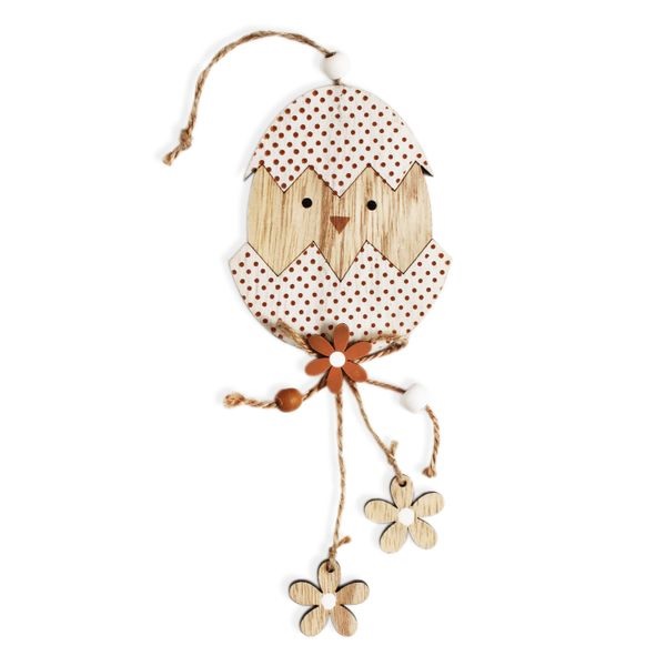 Kuře závěs dřevo 22cm natural